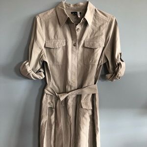 Silk Khaki Shirtdress